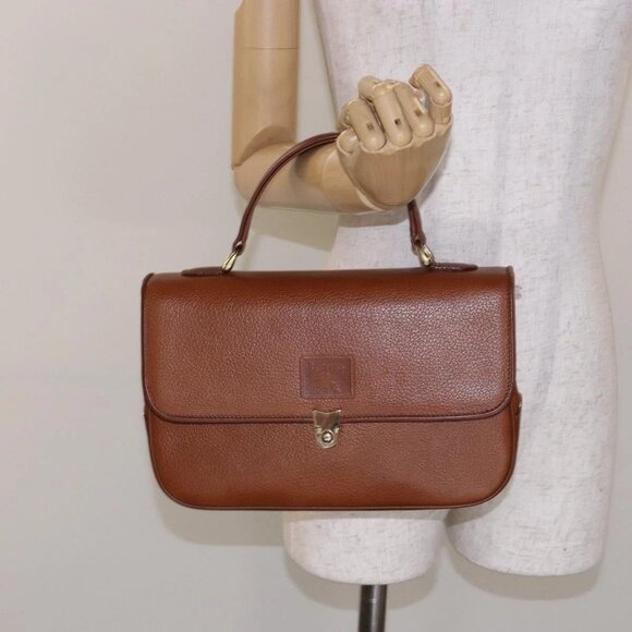 Burberry Handbags - Burberrys Hand Bag Leather Brown Gold Auth ep10452